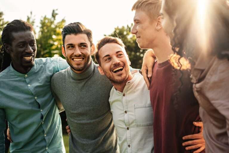 Group of Happy Men Enjoying Outdoors